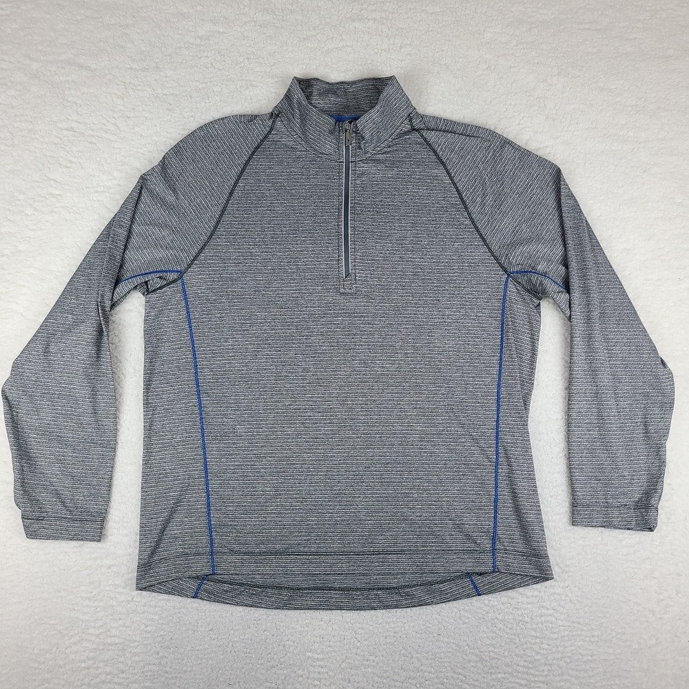 Tommy‎ Bahama Sweater Mens Large Gray Island Zone Quarter Zip Sweatshirt